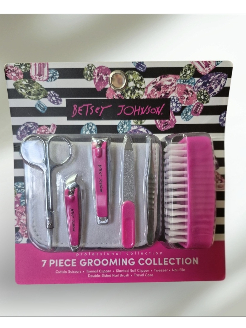 Betsey Johnson Hot Pink 7-Piece Grooming Set